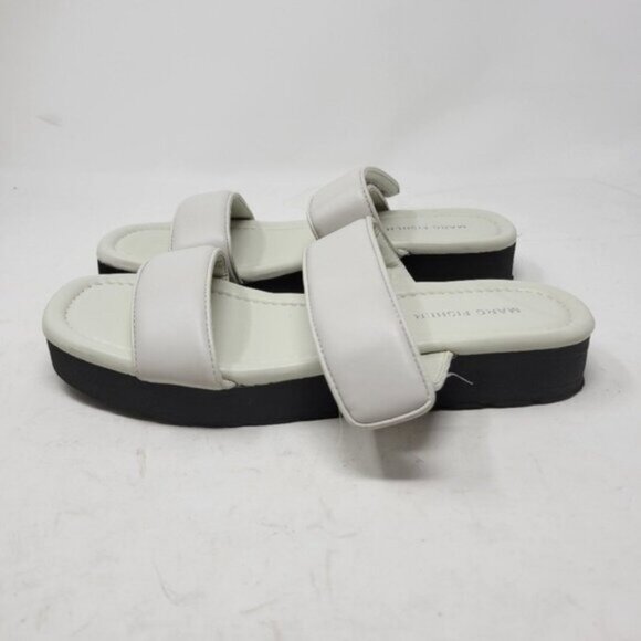 Marc Fisher | Double Strap Cushioned Kina Round Toe Platform Sandals White Gray - Picture 5 of 11